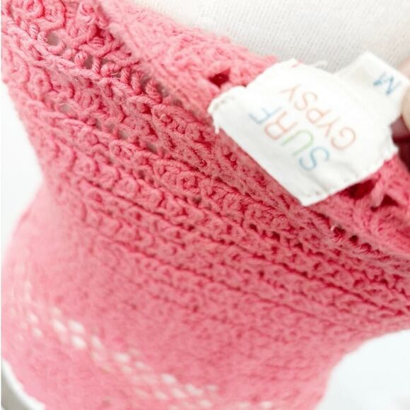Surf Gypsy Pink Sleeveless Scoop Neck Halter Neck Crochet Tank Top Size M - Picture 3 of 4